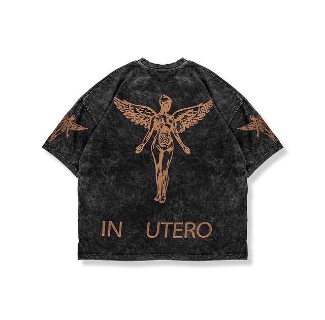 In Utero Prints Washed Distressed T-Shirt