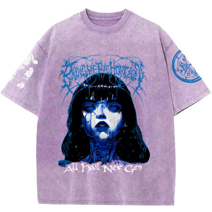 "Bring Me The Horizo" Print Washed Short-Sleeved T-Shirt