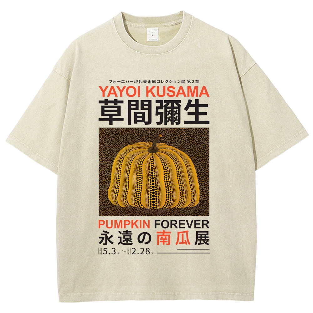 Pumpkin Pattern Washed Vintage Short Sleeves T-Shirt