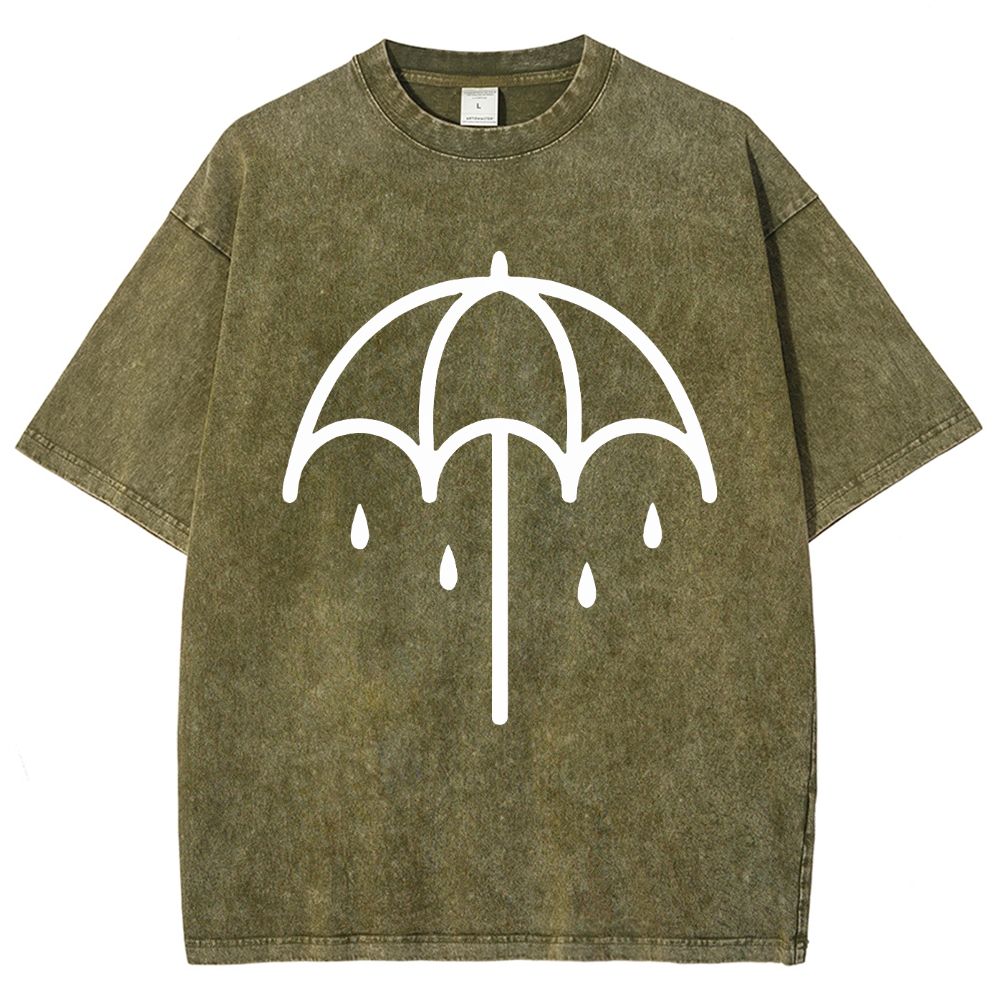 "Bring Me The Horizo" Printed Washed T-Shirt