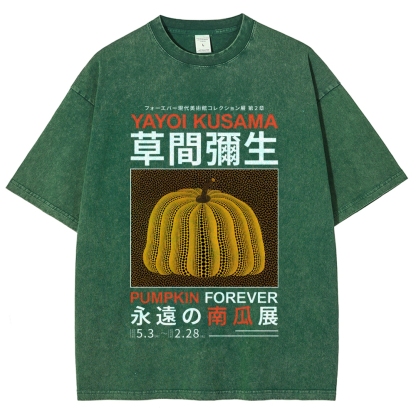 Pumpkin Pattern Washed Vintage Short Sleeves T-Shirt