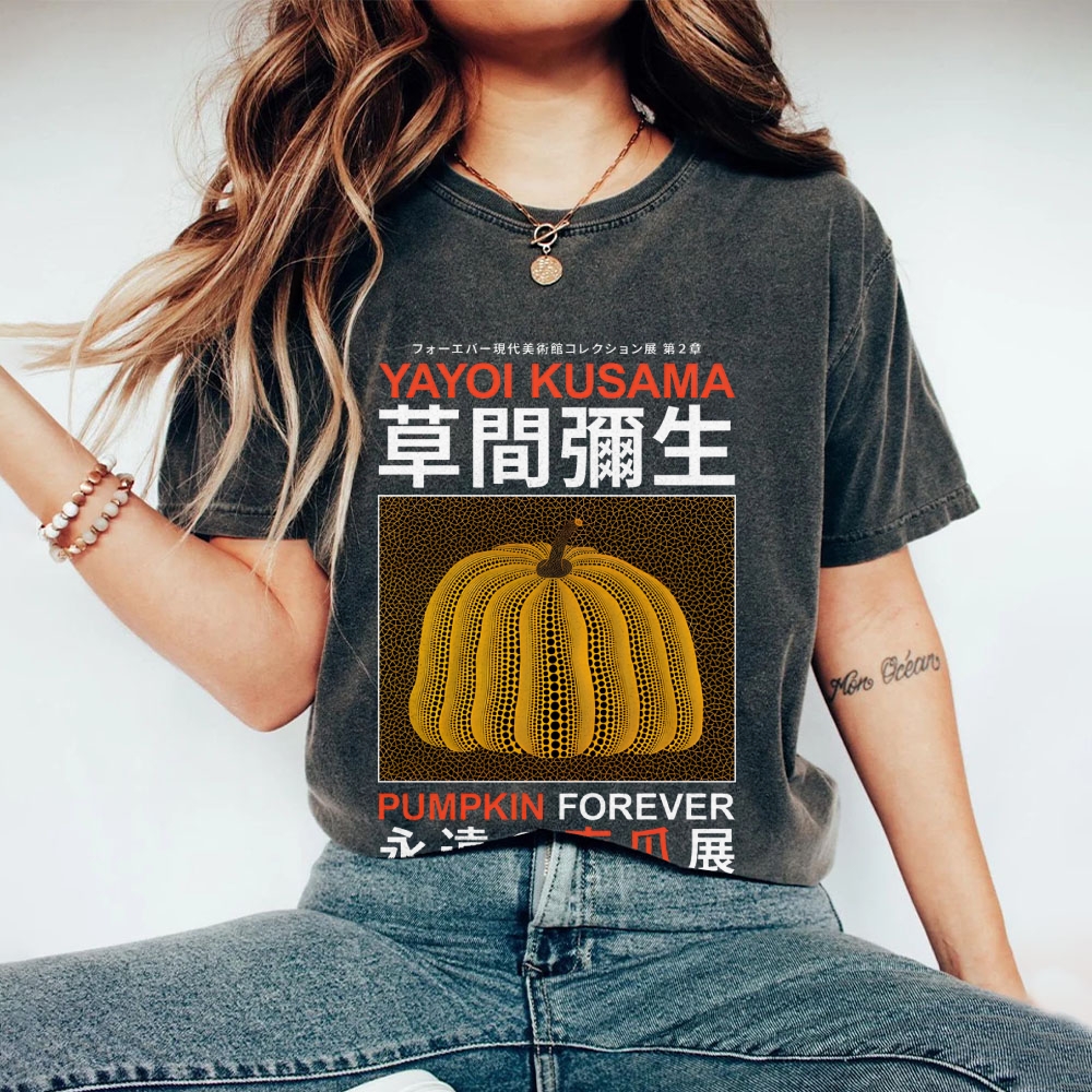 Pumpkin Pattern Washed Vintage Short Sleeves T-Shirt