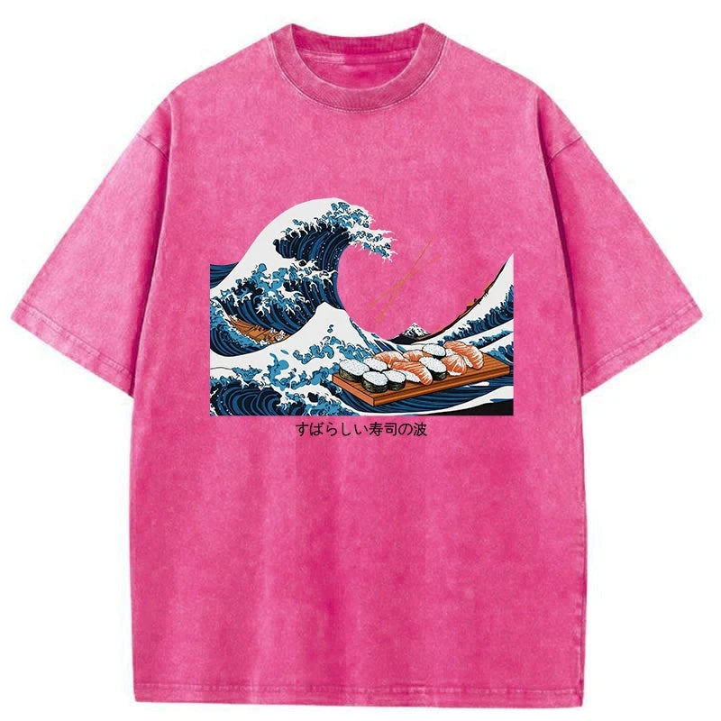 Amazing Sushi Waves Washed Vintage T-Shirt