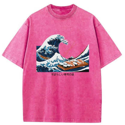 Amazing Sushi Waves Washed Vintage T-Shirt