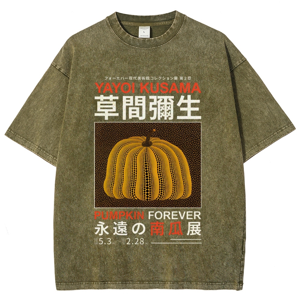 Pumpkin Pattern Washed Vintage Short Sleeves T-Shirt