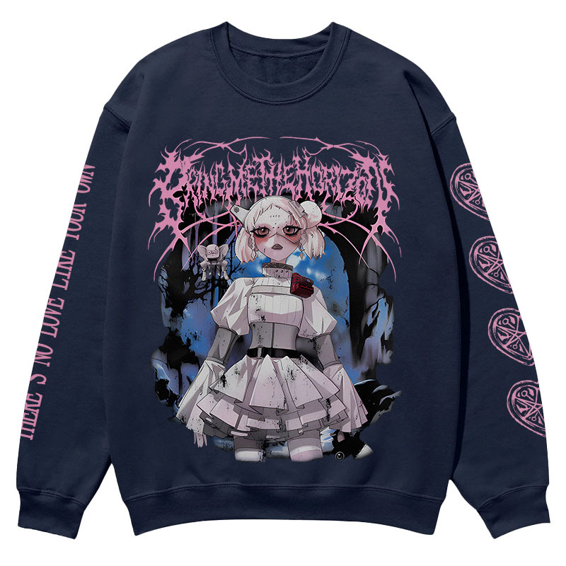 "Bring Me The Horizo" Print Casual Crewneck Sweatshirt