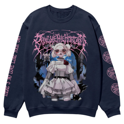 "Bring Me The Horizo" Print Casual Crewneck Sweatshirt