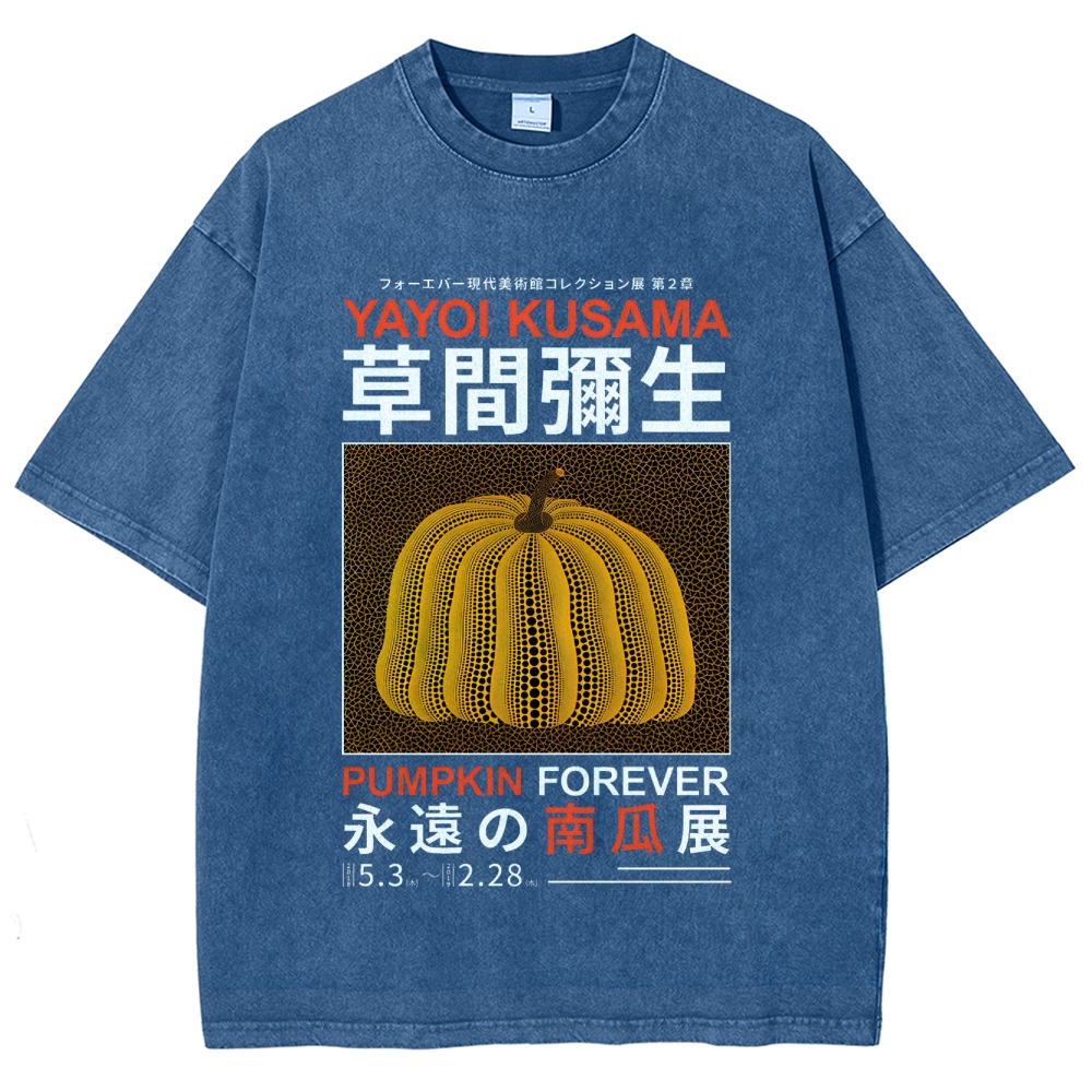 Pumpkin Pattern Washed Vintage Short Sleeves T-Shirt