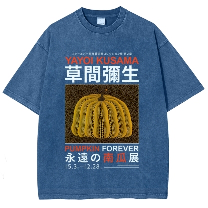 Pumpkin Pattern Washed Vintage Short Sleeves T-Shirt