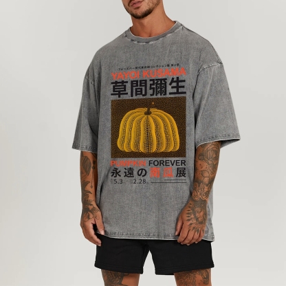 Pumpkin Pattern Washed Vintage Short Sleeves T-Shirt