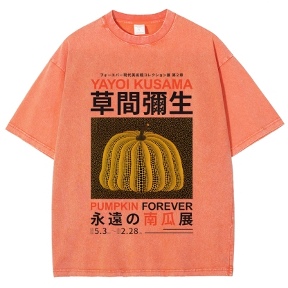 Pumpkin Pattern Washed Vintage Short Sleeves T-Shirt