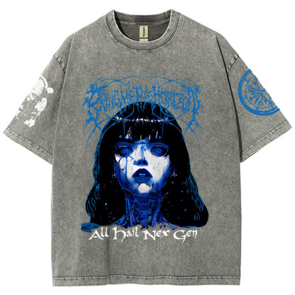 "Bring Me The Horizo" Print Washed Short-Sleeved T-Shirt