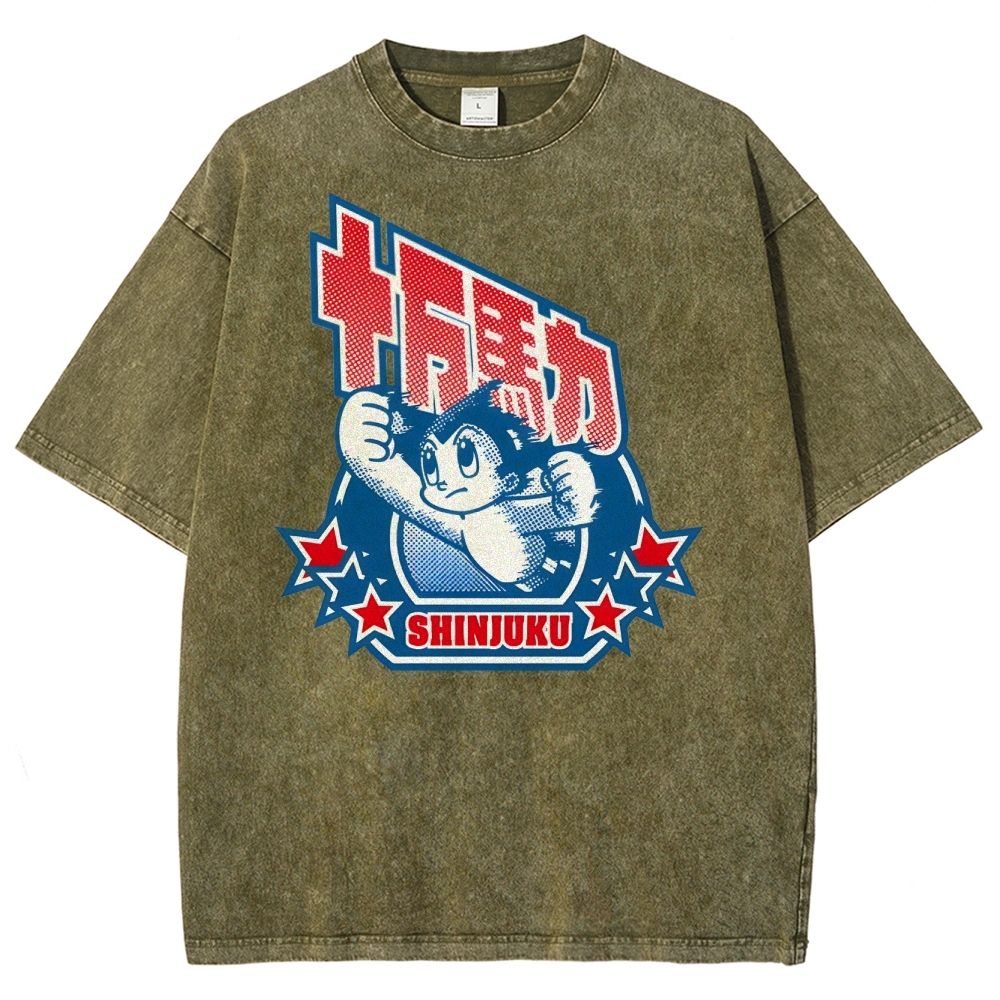 SHINJUKU Washed Vintage Short Sleeves T-Shirt