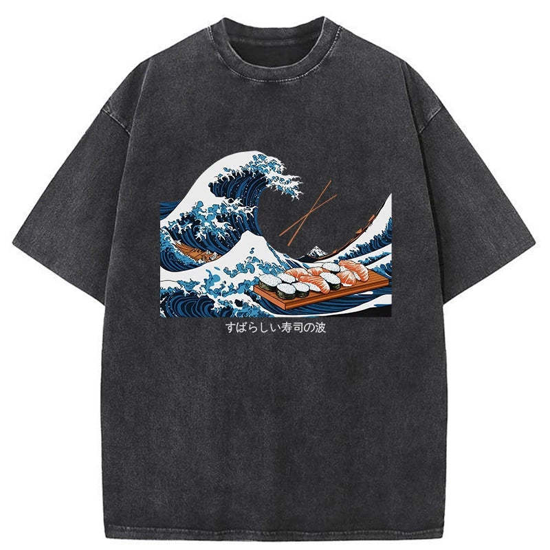 Amazing Sushi Waves Washed Vintage T-Shirt