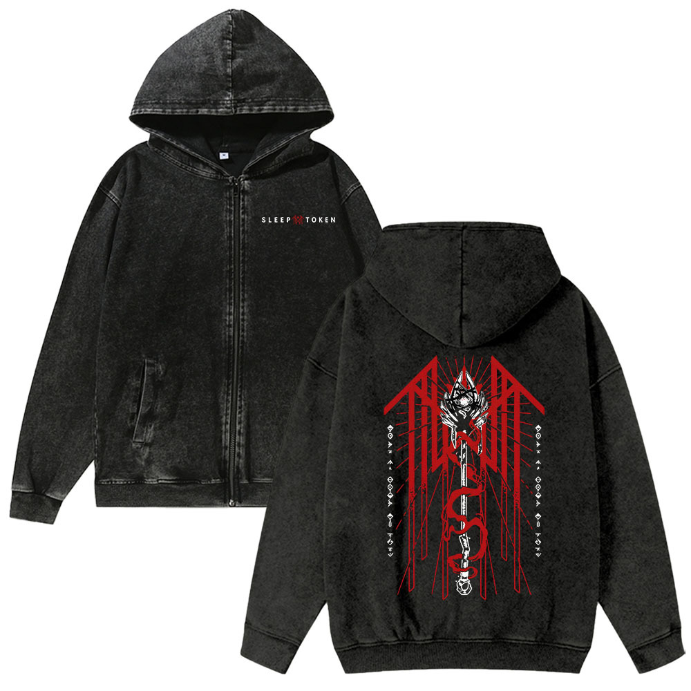  Washed Cotton Zipper Hooded Hoodie