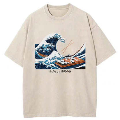 Amazing Sushi Waves Washed Vintage T-Shirt