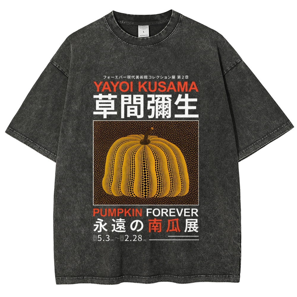 Pumpkin Pattern Washed Vintage Short Sleeves T-Shirt