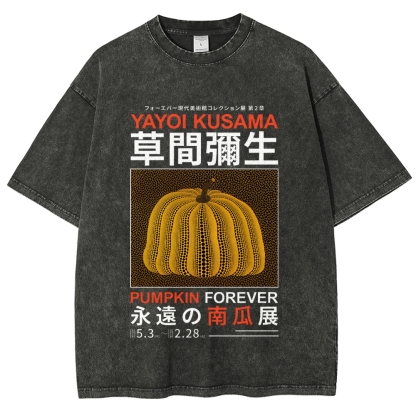 Pumpkin Pattern Washed Vintage Short Sleeves T-Shirt