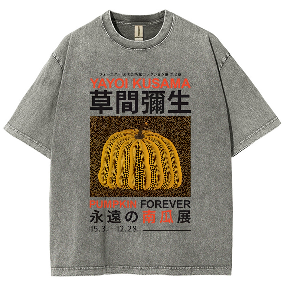 Pumpkin Pattern Washed Vintage Short Sleeves T-Shirt