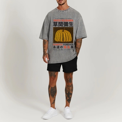 Pumpkin Pattern Washed Vintage Short Sleeves T-Shirt