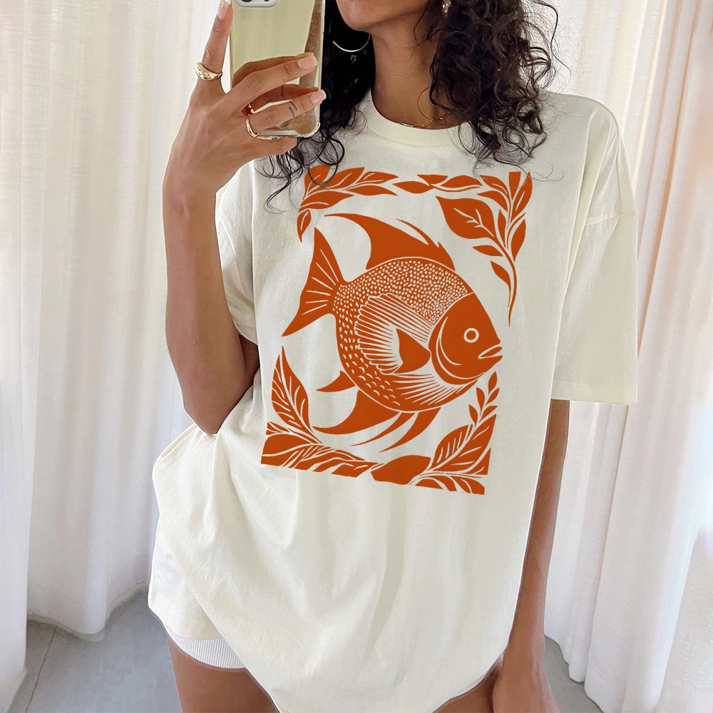 Casual Fish PatternUnisex Prints T-Shirt