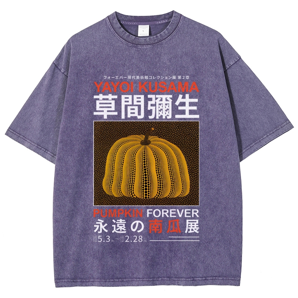 Pumpkin Pattern Washed Vintage Short Sleeves T-Shirt