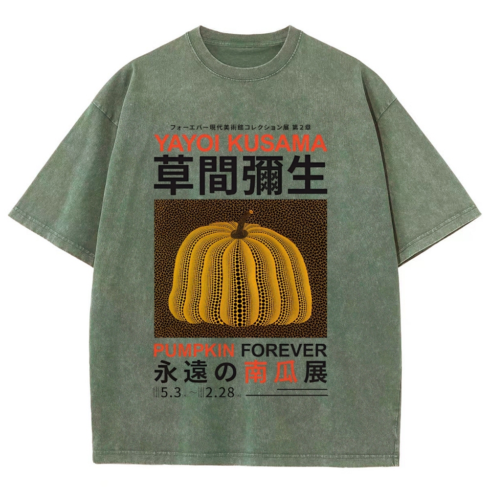 Pumpkin Pattern Washed Vintage Short Sleeves T-Shirt