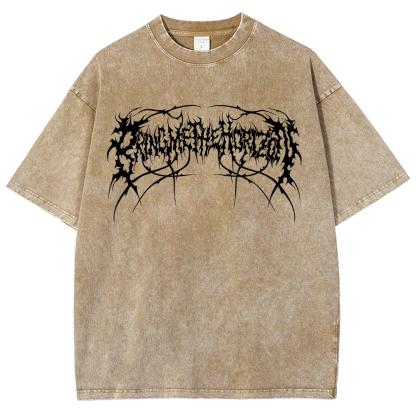 "Bring Me The Horizon" Black Metal Genexis Print Washed T-Shirt