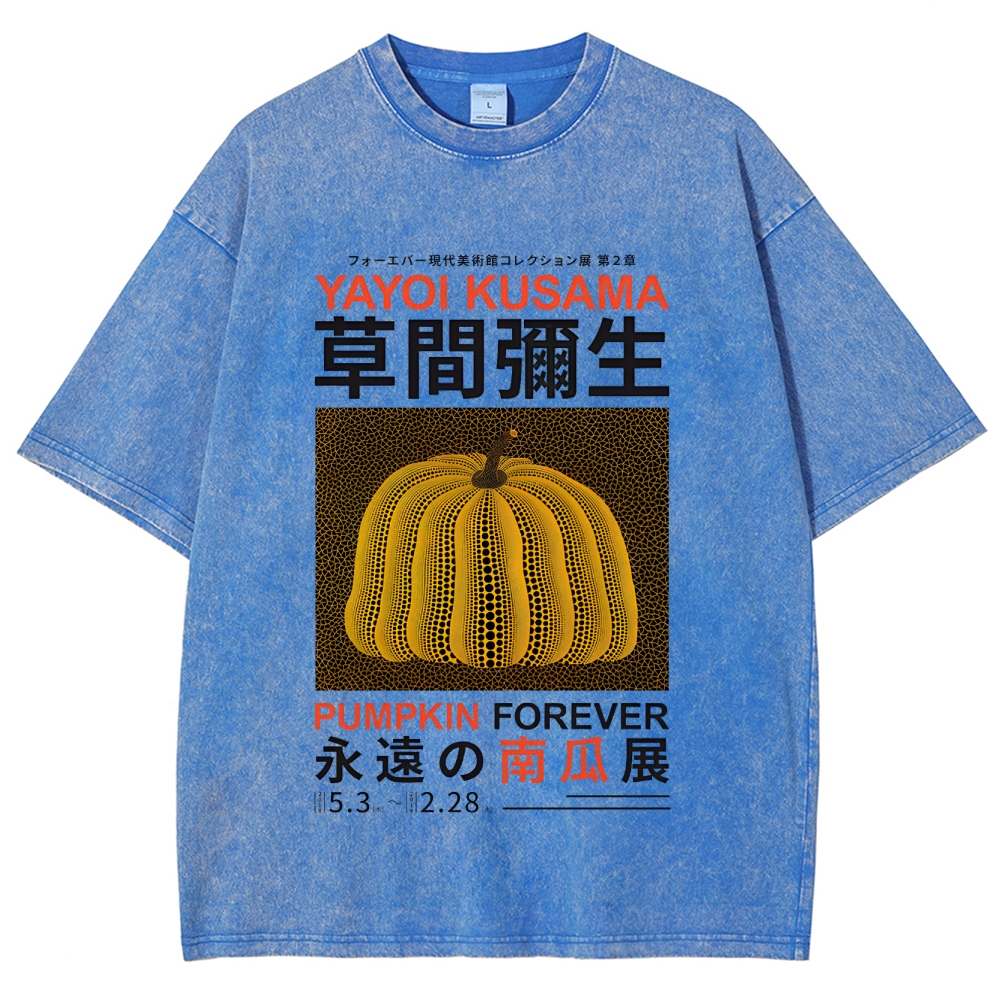 Pumpkin Pattern Washed Vintage Short Sleeves T-Shirt