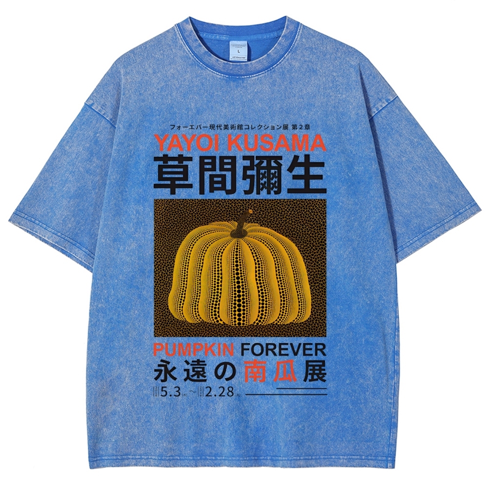 Pumpkin Pattern Washed Vintage Short Sleeves T-Shirt