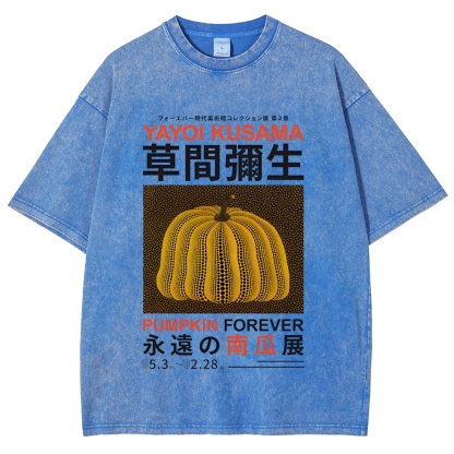 Pumpkin Pattern Washed Vintage Short Sleeves T-Shirt