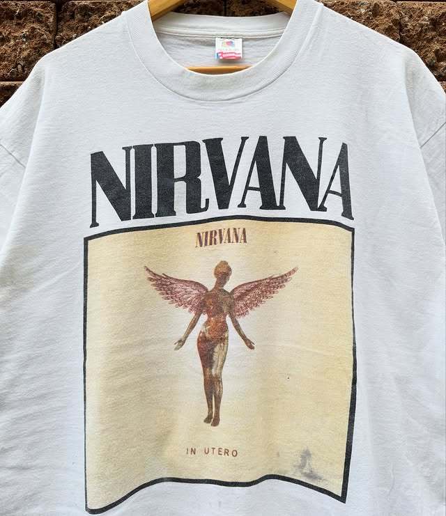 Rare Nirvana In Utero Memorial Prints Short Sleeves T shirt