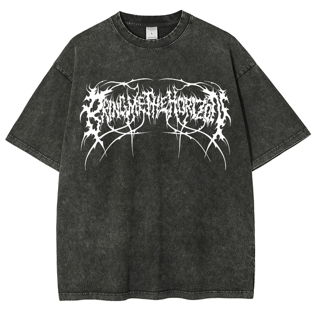 "Bring Me The Horizon" Black Metal Genexis Print Washed T-Shirt