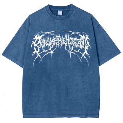 "Bring Me The Horizon" Black Metal Genexis Print Washed T-Shirt