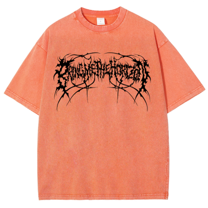 "Bring Me The Horizon" Black Metal Genexis Print Washed T-Shirt