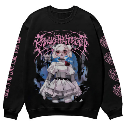 "Bring Me The Horizo" Print Casual Crewneck Sweatshirt