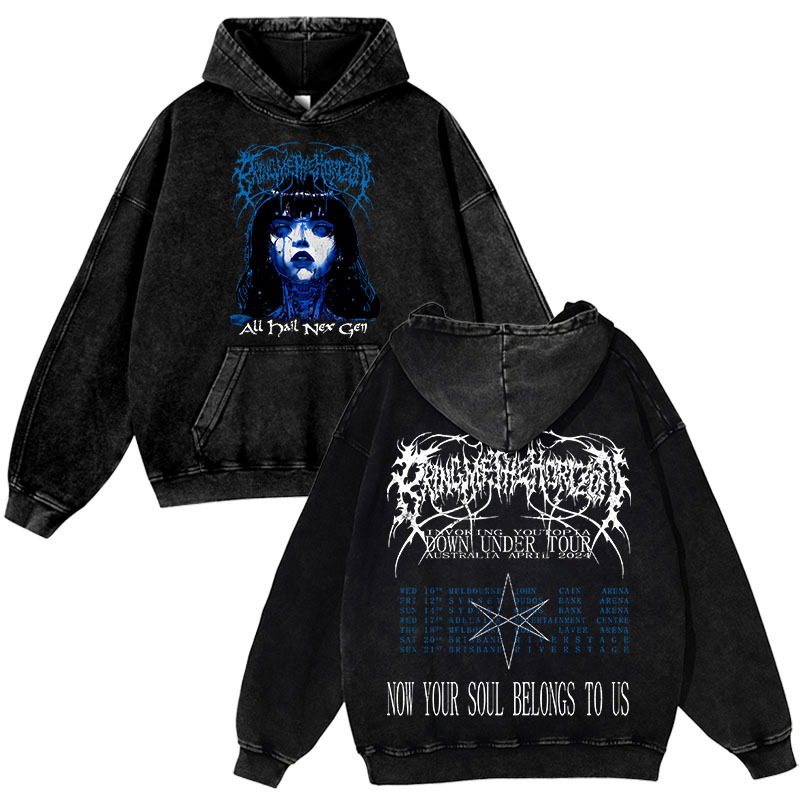 Unisex Fit Vintage  “Bring Me The Horizo​​n”  Washed Hoodie