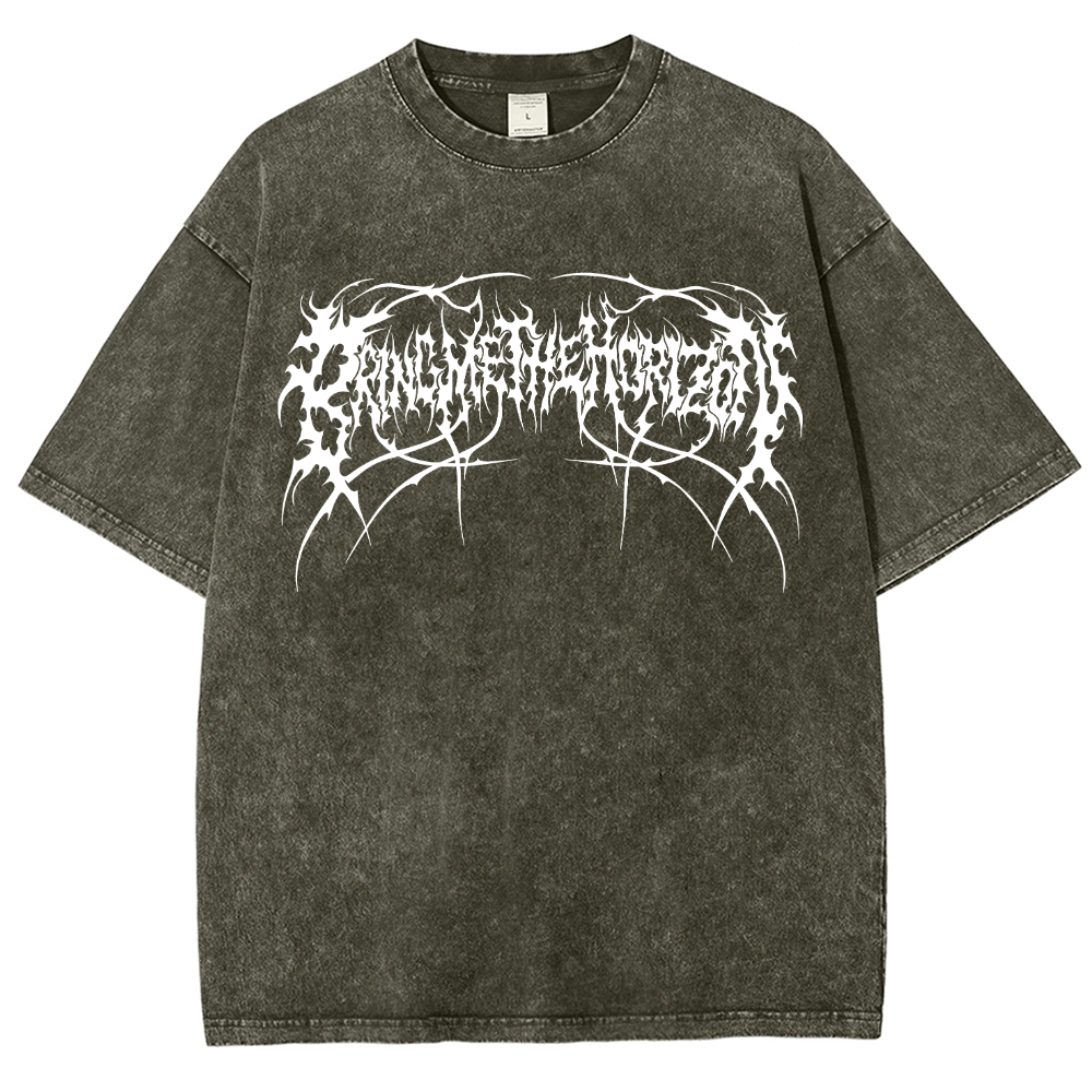 "Bring Me The Horizon" Black Metal Genexis Print Washed T-Shirt