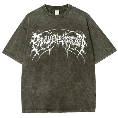 "Bring Me The Horizon" Black Metal Genexis Print Washed T-Shirt