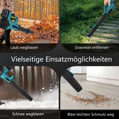 21V kabelloser 6-Stufen-Laubbläser: Für die schnelle und effektive Reinigung von Garten & Terrasse – inkl. 2 Akkus.