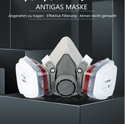 Wiederverwendbare Halbmaske mit Schutzbrille – Schutz vor Dämpfen, Chemikalien und Staub beim Malen, Schweißen und in der Holzbearbeitung