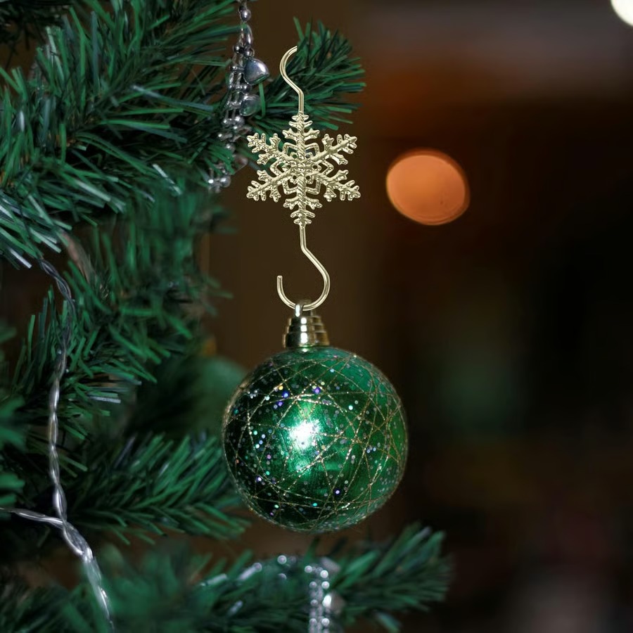 2025 Christmas Hot Sale4Christmas S-Hooks - Metal Hanging Hooks with Snowflake Charms for Ornaments, Garland (20pcs)