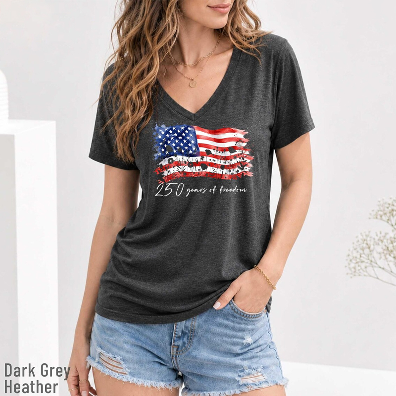 Womens Patriotic V Neck T-shirt
