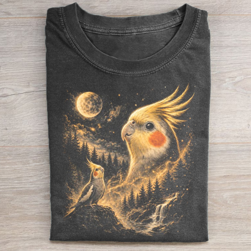 Vintage Cockatiel Moon T-shirt