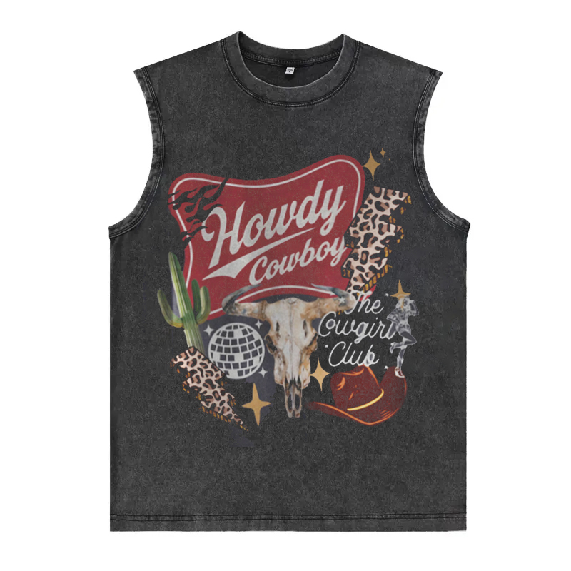 Vintage Cowboy Skull Disco Tank