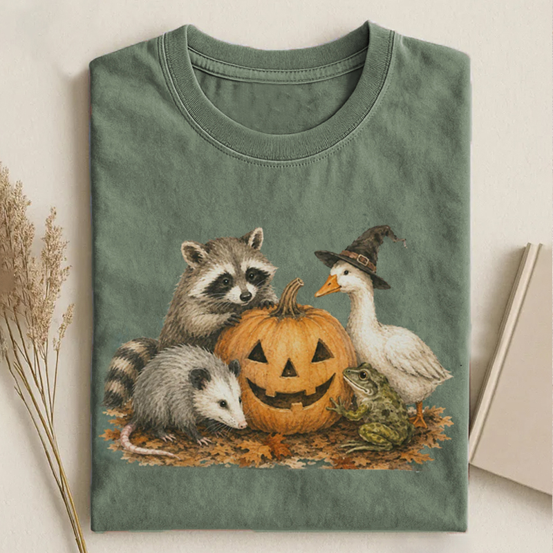 Fall Cottagecore Cute Halloween Animal T-shirt