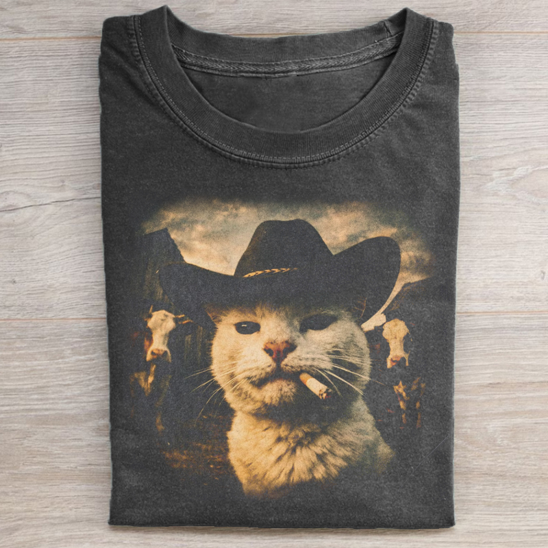 Funny Cowboy Cat T-Shirt