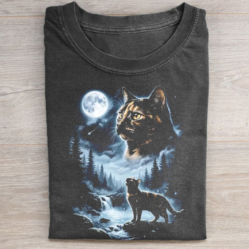 Tortoiseshell Cat Howling to the Moon T-shirt