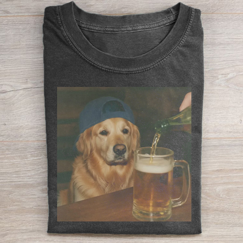 Funny Golden Retriever Drinking Beer T-shirt