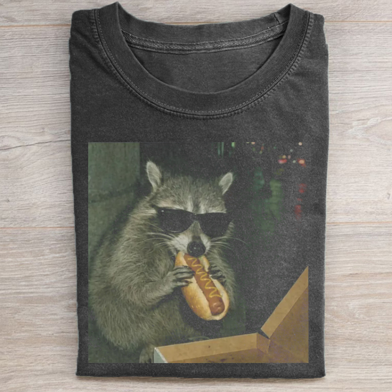 Raccoon Eating Hot Dog T-shirt